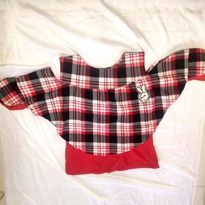 Red Off Shoulder Square Printed Top
