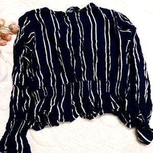 Navy Blue Striped Top