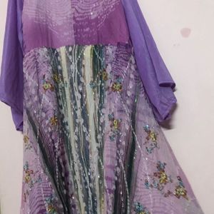 Dubai Party Wear Purple Beautiful Gown With Shines