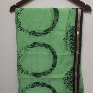 Green Dhuppatta With Black Embroidery Work