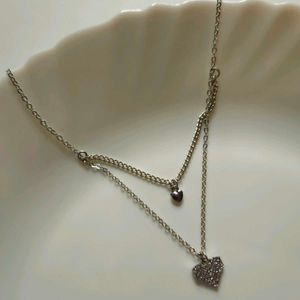 New Studded Double Layered Korean Heart Necklace