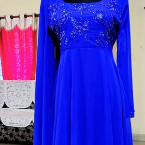 Blue georgette heavy handwork with dupatta