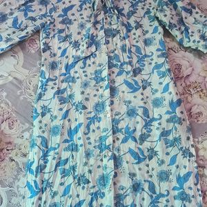 Floral Print Tie-up Neck Kurta For Women