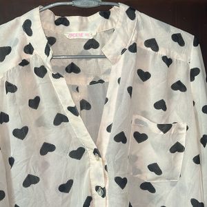 Heart Print 🖤georgette Shirt