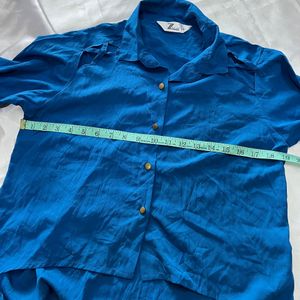 Teal blue high low shirt