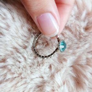 Sky-blue Rhinestone Ring