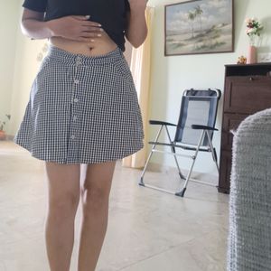 Mini Black And White Checked Skirt