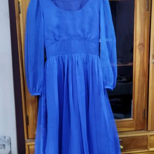 Stitched blue long dress