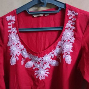 Red Kurti For Daily Wear (L)