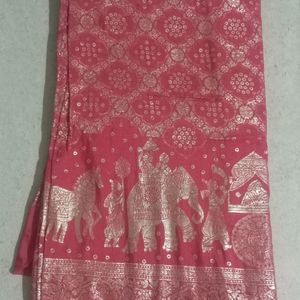 Fancy Pink  Zari Work Saree