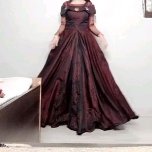 Heavy Maroon Ball Gown