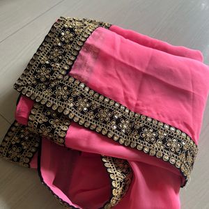 Pink Saree With Blouse