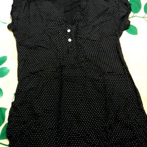 Black Polka Dots Top For Women