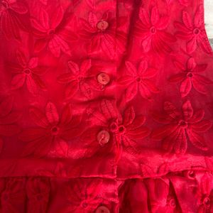 Red Embroidery Frock 3-4 Years