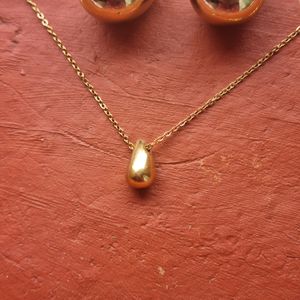 Golden Tear Drop Korean Necklace Set