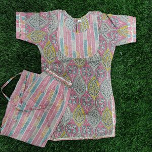 Jaipuri Cotton Kids Kurti Set