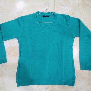 Sea Green Woolen Sweatshirt Top