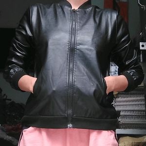 Women Solid Leather Jacket