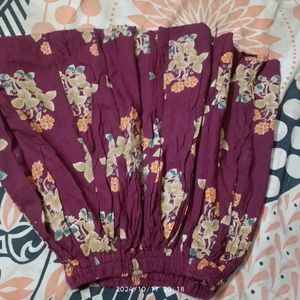 Maroon Short Printed Skirt