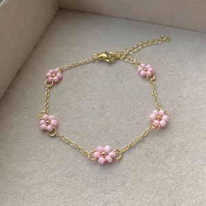 Daisy Flower & Chain Bracelet