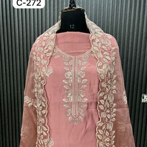 Peach Beautiful Unstitched Kurta Set 😻😻🫶🫠🫠