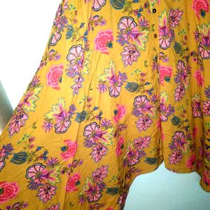 Mustard Floral Print Dress❤️(Women's)