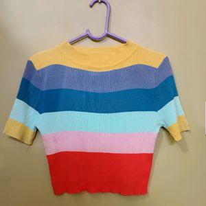 Ribbed Multi Colour Top