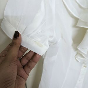 Professional Ruffle White Shirt For Office