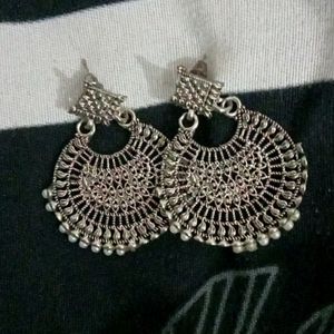 Silver Oxidised Jhumka