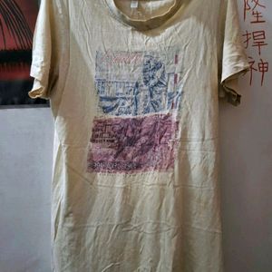 White Print [L] Sized T-shirt