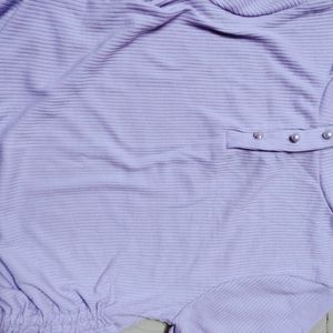 Drawstring Ribbed Lavender Top