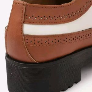 Roadster Brown&White Colourblocked Platform Derbys