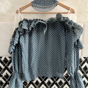 Women’s Blue Polka Dot Top