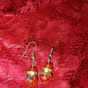 Orange Crystal Hanging Earring