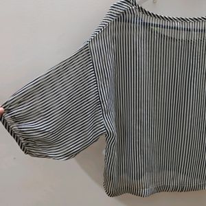 Black & White Striped Sheer Top