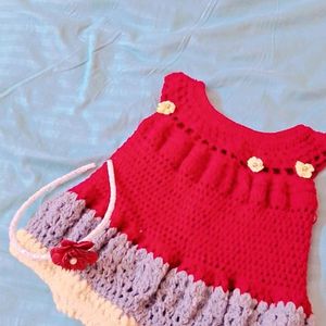 Knitted Baby Frock 0-6 Months  For Girls