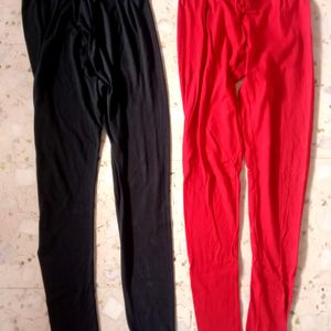 2 Leggings Red & Black