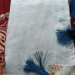 Organza Tie Die Blue Saree