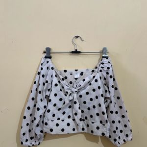 SSS Front Tie Polka Dot Crop Top