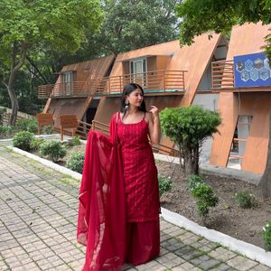 Maroon Colored Partywear Embroidered Sequence