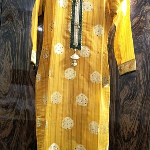 Beautiful Chanderi Suit Dupatta And Cotton Plazo