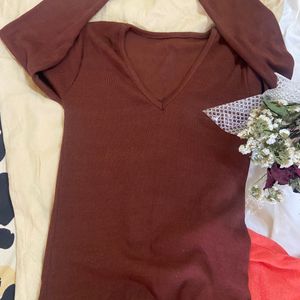 Coffee Brown Wool Top