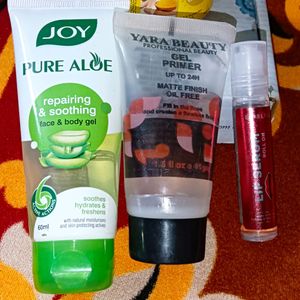 Combo Skin Whitening Cream,AloJel,Primer,Lip Serum