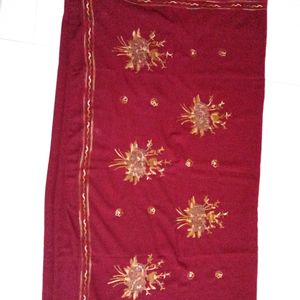 Chiffon Saree Maroon Dori Work