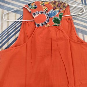 Flowy Orange Fusion Kurti