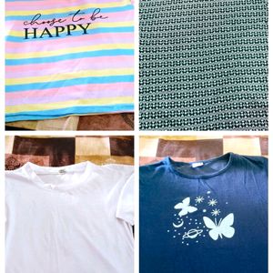 T Shirt Combo Of 4 And 1 Free