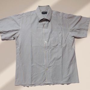 light blue and white formal shirt with a thin stri