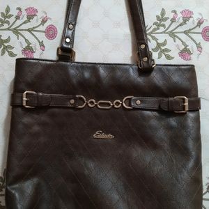 ESBEDA Tan Checked Pu Synthetic Material Handbag