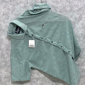 Men Regular Fit Printed Sea Green Colour Shirt