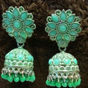 Parrot Green Jhumki Earings